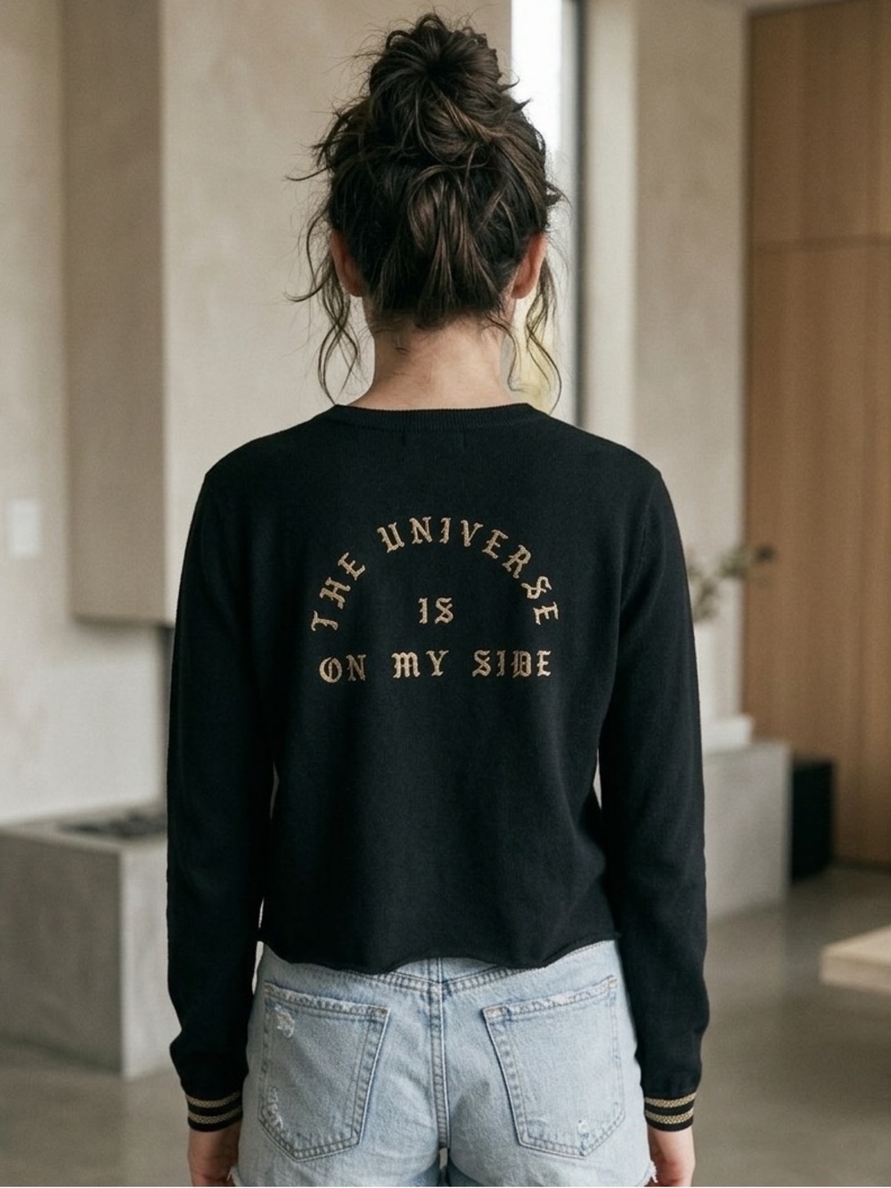 Spiritual Gangster Kids The Universe Is On My Side Raw Hem Sweatshirt Size 12